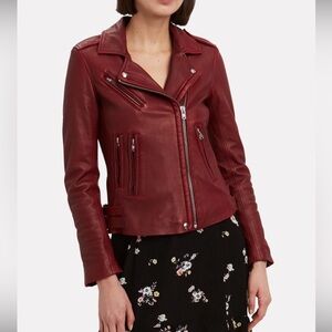 IRO lambskin leather jacket in burgundy